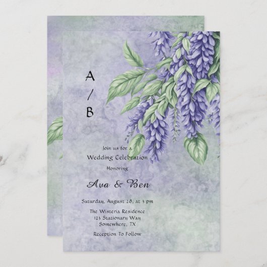 Geschilderde Lavendel Wisteria Bruiloft Viering Kaart (Voorkant / Achterkant)