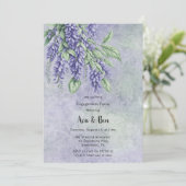 Geschilderde Lavendel Wisteria Verlovingsfeest Kaart (Staand voorkant)