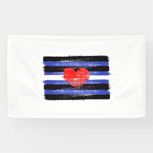 GESCHILDERDE LEER TROTS VLAG EN SYMBOOL SPANDOEK (Horizontaal)