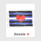 GESCHILDERDE LEER TROTS VLAG EN SYMBOOL STICKER (Vel)