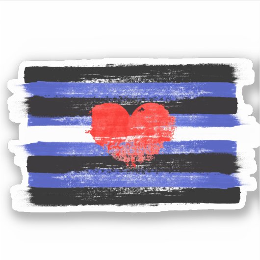 GESCHILDERDE LEER TROTS VLAG EN SYMBOOL STICKER (Voorkant)