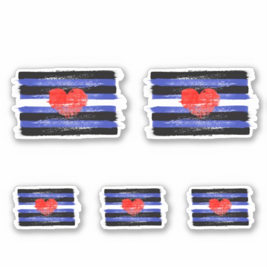 GESCHILDERDE LEER TROTS VLAG EN SYMBOOL STICKER (Voorkant)