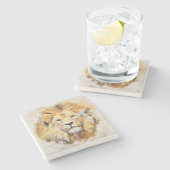 geschilderde leeuw print stenen onderzetter (Zijkant)