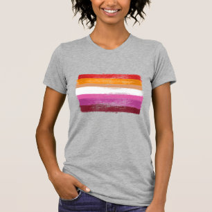 GESCHILDERDE LESBISCHE PROGRESSIEVLAG ZONSONDERGAN T-SHIRT