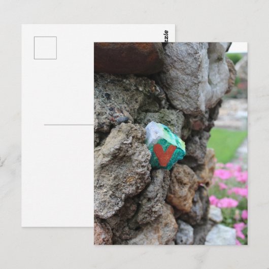 Geschilderde Little Heart Rock Verborgen in een Ro Briefkaart (Voorkant / Achterkant)