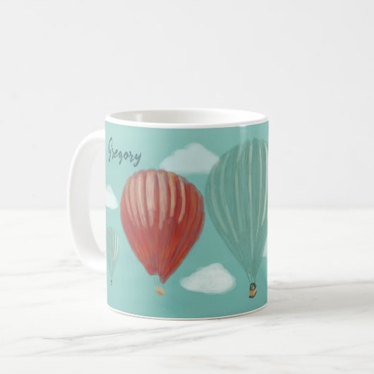 Geschilderde luchtballonnen gepersonaliseerd koffiemok (Voorkant links)