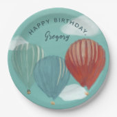 Geschilderde luchtballonnen gepersonaliseerd papieren bordje (Voorkant)