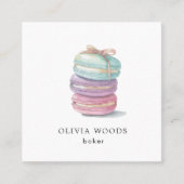 Geschilderde Macaron Dessert Banketbakker Vierkante Visitekaartje (Voorkant)