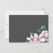 Geschilderde Magnolia en bladeren | Grijs | Bruilo RSVP Kaartje (Achterkant)