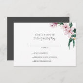 Geschilderde Magnolia en bladeren | Grijs | Bruilo RSVP Kaartje (Voorkant / Achterkant)