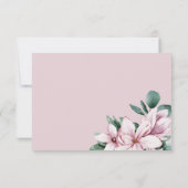 Geschilderde Magnolia en bladeren | roze | Bruilof RSVP Kaartje (Achterkant)