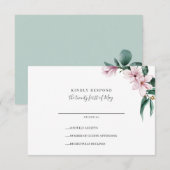 Geschilderde Magnolia en bladeren | Wijze | Bruilo RSVP Kaartje (Voorkant / Achterkant)