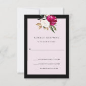 Geschilderde Magnolia | Huwelijksreactie Blush Pin RSVP Kaartje (Voorkant)