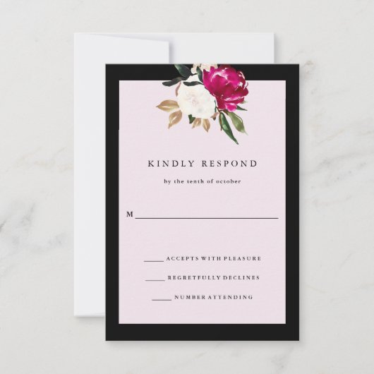 Geschilderde Magnolia | Huwelijksreactie Blush Pin RSVP Kaartje (Voorkant)