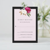 Geschilderde Magnolia | Huwelijksreactie Blush Pin RSVP Kaartje (Staand voorkant)