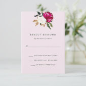 Geschilderde Magnolia | Huwelijksreactie Blush Pin RSVP Kaartje (Staand voorkant)