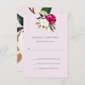 Geschilderde Magnolia | Huwelijksreactie Blush Pin RSVP Kaartje (Voorkant / Achterkant)