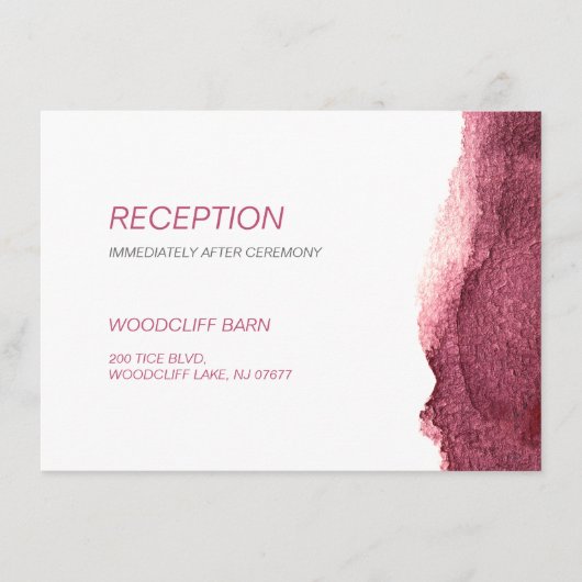 Geschilderde marsala moderne eenvoudige bruiloft r informatiekaartje (Voorkant)