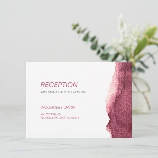 Geschilderde marsala moderne eenvoudige bruiloft r informatiekaartje (Staand voorkant)
