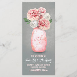 Geschilderde mason jar bruiloft programma's