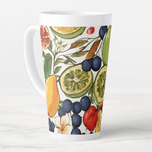 Geschilderde mediterrane limoenen, citroenen en bl latte mok