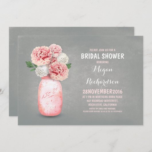 Geschilderde metselaar potje rustieke bruids douch kaart (Voorkant / Achterkant)