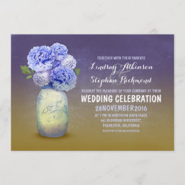 Geschilderde metselaarpot rustieke bruiloft uitnod kaart