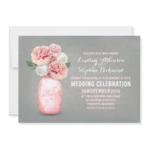 Geschilderde metselaarpot rustieke bruiloft uitnod