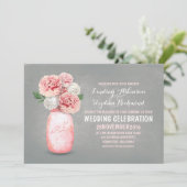 Geschilderde metselaarpot rustieke bruiloft uitnod kaart (Staand voorkant)