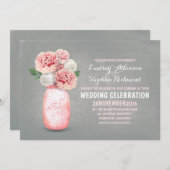 Geschilderde metselaarpot rustieke bruiloft uitnod kaart (Voorkant / Achterkant)