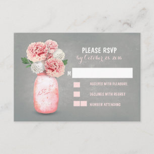 Geschilderde metselaarpot schattige bruiloft RSVP  Kaartje