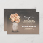 Geschilderde metson jar perzik bloemen receptie ka informatiekaartje (Voorkant / Achterkant)