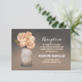 Geschilderde metson jar perzik bloemen receptie ka informatiekaartje (Staand voorkant)