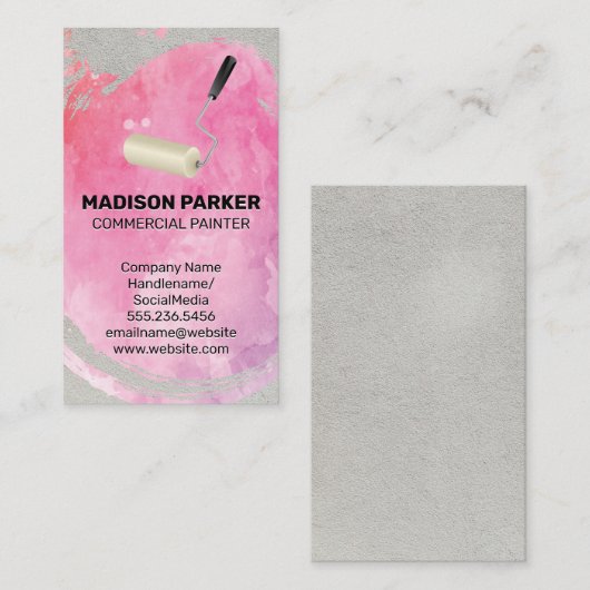 geschilderde muur | Gereedschap Paint Roller Visitekaartje (Voorkant / Achterkant)