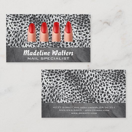 Geschilderde nagels | luipaardprint klantenkaartje (Voorkant / Achterkant)