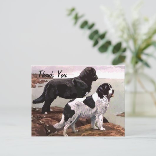 geschilderde newfoundland dank je briefkaart (Staand voorkant)