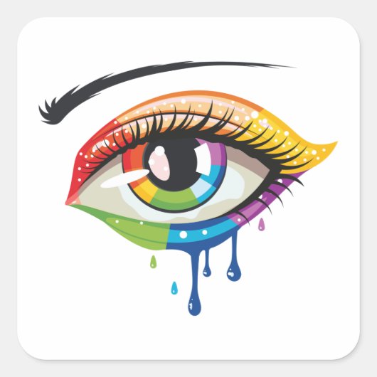 Geschilderde ogen vierkante sticker (Voorkant)
