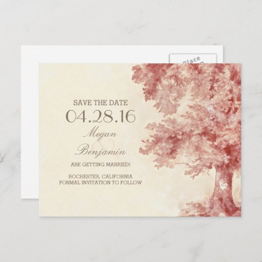 Geschilderde Old Tree Save the Date briefkaarten (Voorkant / Achterkant)