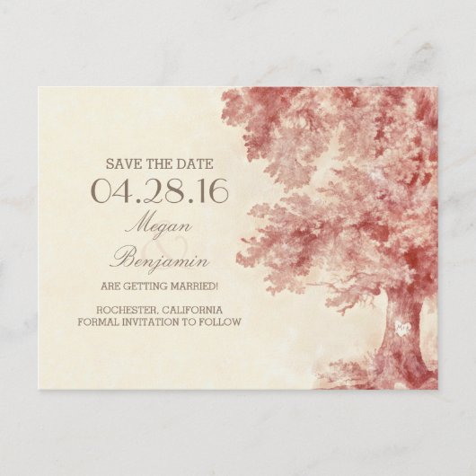 Geschilderde Old Tree Save the Date briefkaarten (Voorkant)