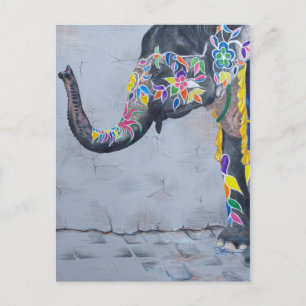 Geschilderde olifant briefkaart
