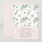 Geschilderde olijftakken | Eenvoudige blos roze br Save The Date (Voorkant / Achterkant)