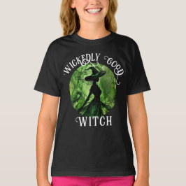 Geschilderde ondeugend goede heks Groen & Zwart T-shirt