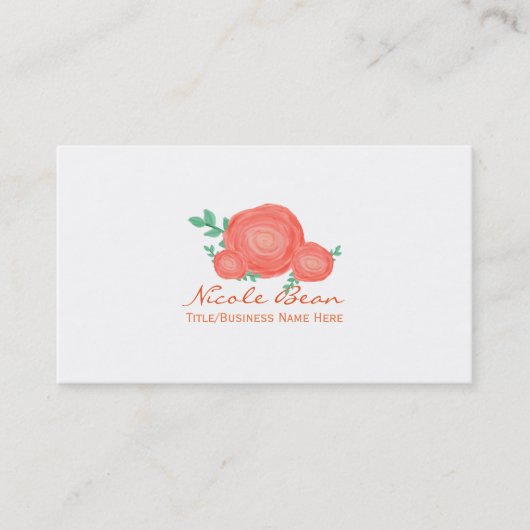 Geschilderde oranje bloemen moderne visitekaartje (Voorkant)