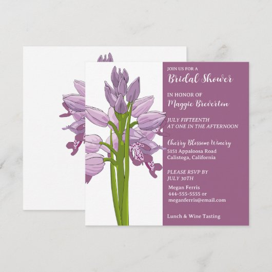 Geschilderde Orchidee Bruids Douche Uitnodiging (Voorkant / Achterkant)