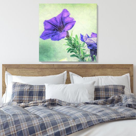 Geschilderde Paarse Petunia Canvas Art (Insitu (Slaapkamer))