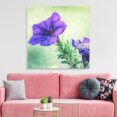 Geschilderde Paarse Petunia Canvas Art Afdruk (Insitu (Woonkamer))