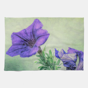 Geschilderde Paarse Petunia keukenhanddoek