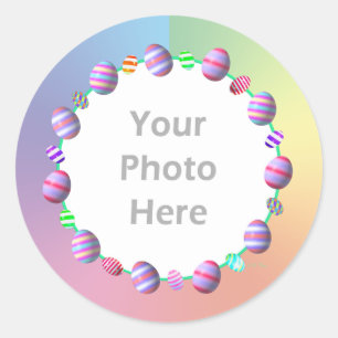 Geschilderde Paaseieren (fotolijst) Ronde Sticker