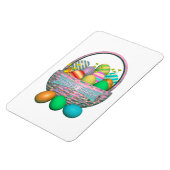 Geschilderde paaseieren in een mand magneet (Linkerzijde)