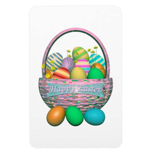 Geschilderde paaseieren in een mand magneet (Verticaal)